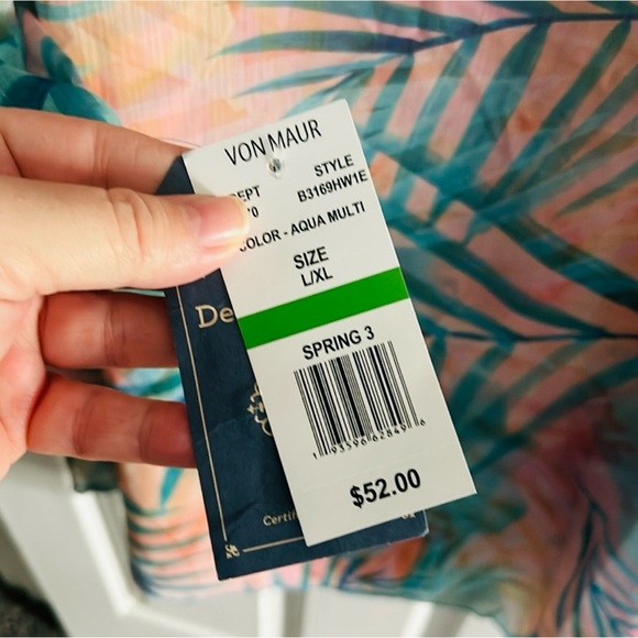 Democracy Aqua Multi Color Palm Swimwear Coverup - Picture 16 of 16